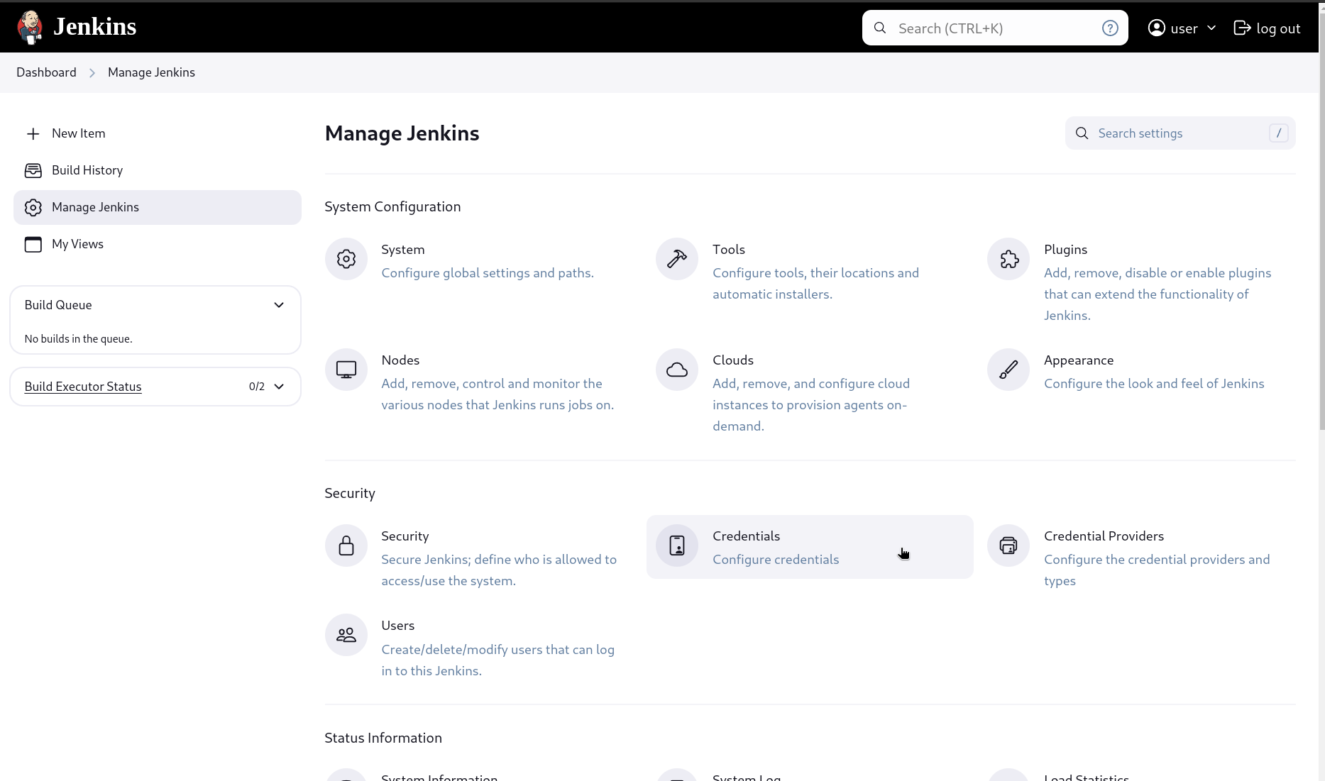 Select credentials
